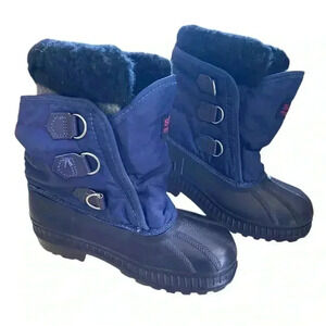 Vtg Canada Handcrafted "ELK" Kaufman SOREL purplish blue WInter Boots Sz 3 Youth